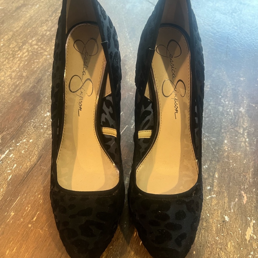 Jessica Simpson Black Leopard Women's Heels